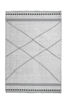 Grey Geometric Area Rug – Washable Cotton Chenille Carpet by Pia Monte
