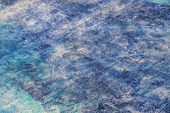 Modern Blue Area Rug – Cotton Chenille Washable Digital Print Carpet for Living Room