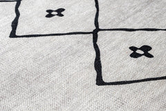 Grey Geometric Area Rug – Cotton Chenille Digital Print Carpet for Living Room