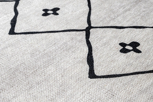 Grey Geometric Area Rug – Cotton Chenille Digital Print Carpet for Living Room