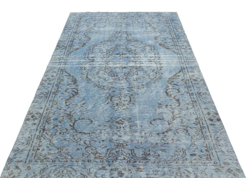 Atina Blue Vintage Wool Handmade Area Rug 4'10" x 8'5"
