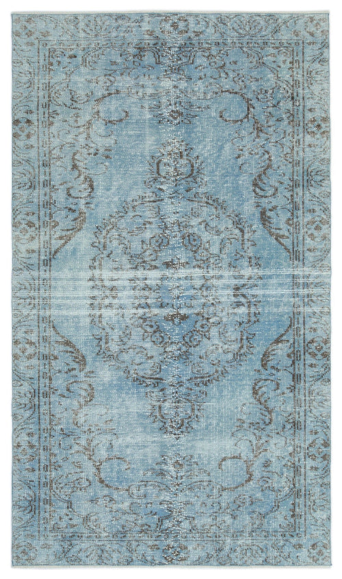 Atina Blue Vintage Wool Handmade Area Rug 4'10" x 8'5"