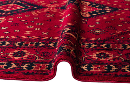 Afghan Viscose Rug - Handmade Red Classic Yağcıbedir Patterned Carpet | Eko Rugs