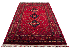 Afghan Viscose Rug - Handmade Red Classic Yağcıbedir Patterned Carpet | Eko Rugs