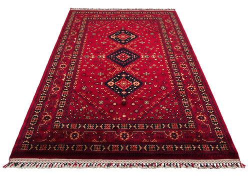 Afghan Viscose Rug - Handmade Red Classic Yağcıbedir Patterned Carpet | Eko Rugs
