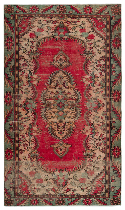 Atina Red Vintage Wool Handmade Area Rug 5'6" x 8'10"