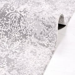 Modern Area Rug – Machine Made Grey Rug with Laser Cut Edges, Durable Polypropylene