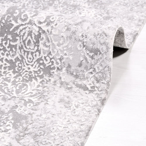 Modern Area Rug – Machine Made Grey Rug with Laser Cut Edges, Durable Polypropylene