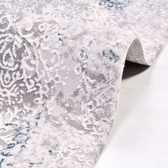 Modern Area Rug – Machine Made Grey Blue Rug with 8 mm Pile Height & Laser Cut Edges