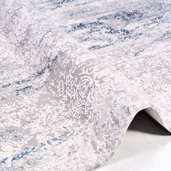 Modern Area Rug – Machine Made Grey Blue Rug with 8 mm Pile Height & Laser Cut Edges