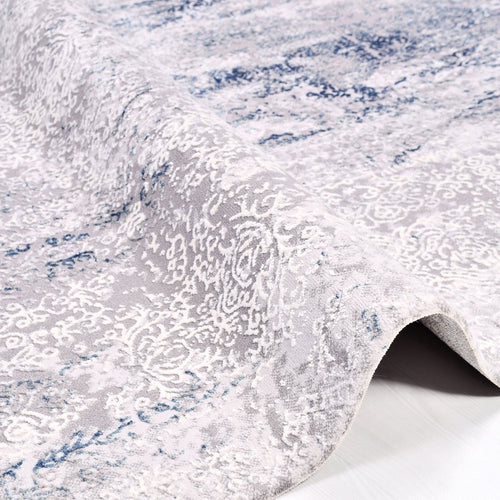 Modern Area Rug – Machine Made Grey Blue Rug with 8 mm Pile Height & Laser Cut Edges