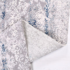 Modern Area Rug – Machine Made Grey Blue Rug with 8 mm Pile Height & Laser Cut Edges