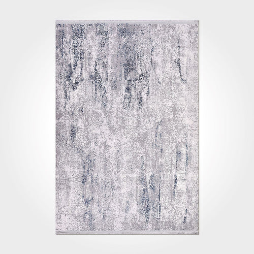Modern Area Rug – Machine Made Grey Blue Rug with 8 mm Pile Height & Laser Cut Edges