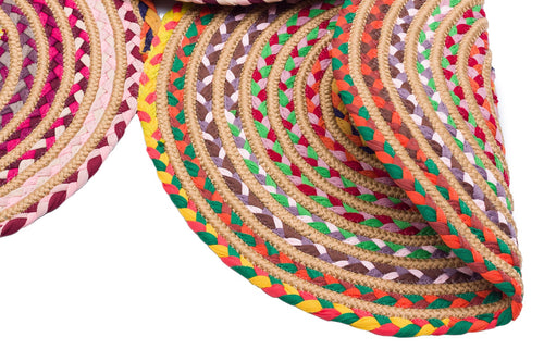 Jute Knit Rug – Geometric Colorful Woven Carpet With Soft Texture & Easy Clean