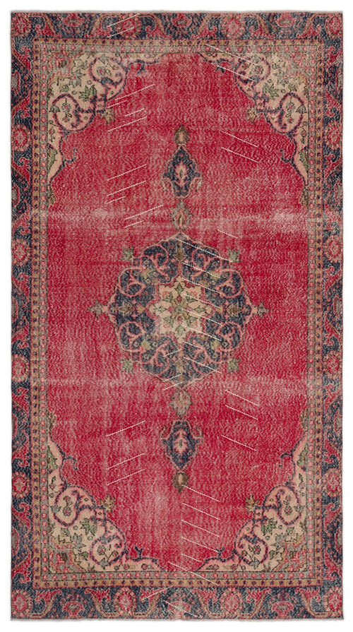 Atina Red Vintage Wool Handmade Area Rug 6'2" x 8'10"