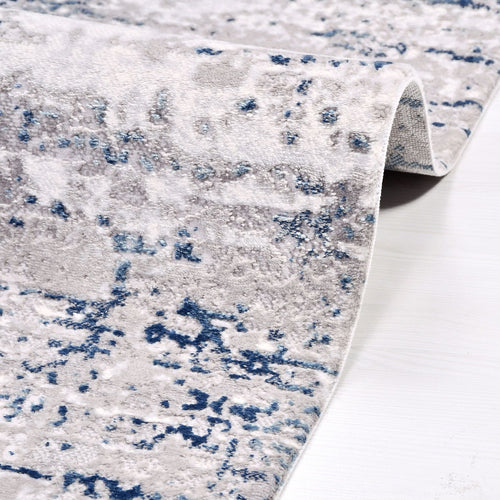 Modern Area Rug - Blue Grey Machine Made Rug with 8mm Pile Height | Non Slip