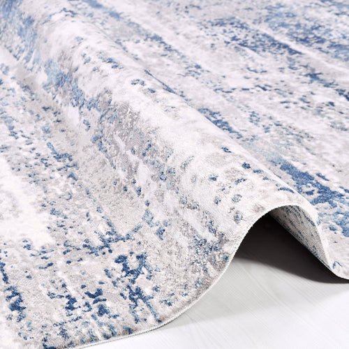 Modern Area Rug - Blue Grey Machine Made Rug with 8mm Pile Height | Non Slip