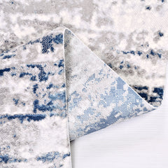 Modern Area Rug - Blue Grey Machine Made Rug with 8mm Pile Height | Non Slip