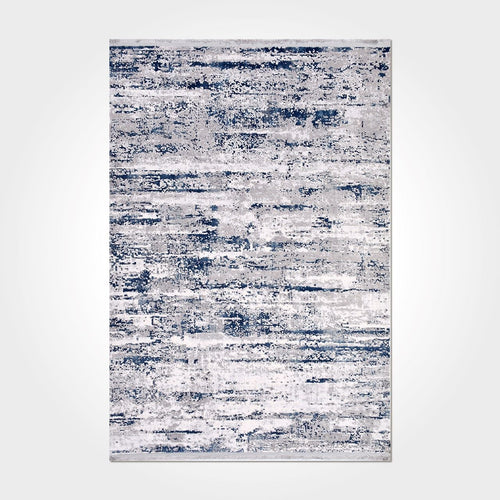 Modern Area Rug - Blue Grey Machine Made Rug with 8mm Pile Height | Non Slip