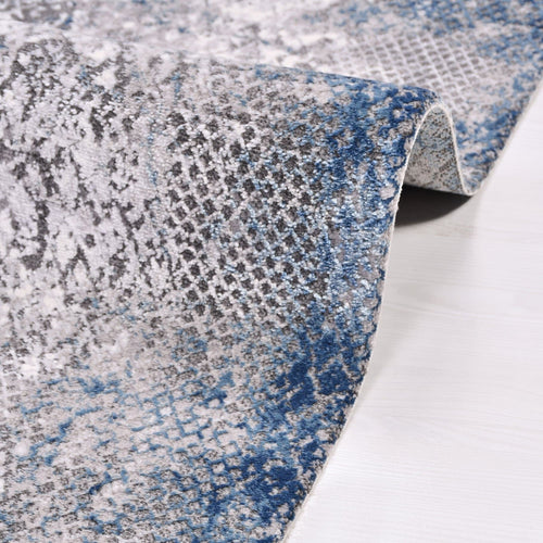 Modern Area Rug – Blue Machine Made Rug with 8 mm Pile Height, Dust Resistant