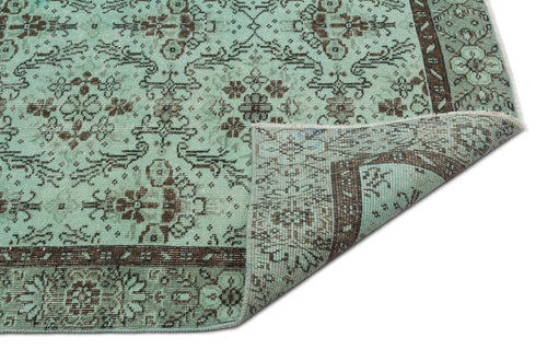 Atina Green Vintage Wool Handmade Area Rug 4'11" x 8'6"