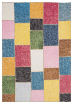 Iskece 2019 Beige Patchwork Wool Handmade Area Rug 5'3" x 7'7"