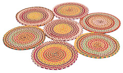Jute Knit Rug – Geometric Colorful Woven Carpet With Soft Texture & Easy Clean