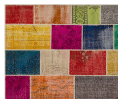 Iskece Beige Patchwork Wool Handmade Area Rug 10'0" x 12'0"