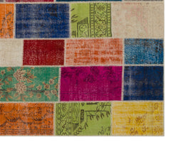 Iskece Beige Patchwork Wool Handmade Area Rug 10'0" x 12'0"