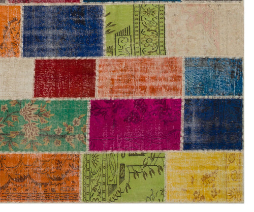 Iskece Beige Patchwork Wool Handmade Area Rug 10'0" x 12'0"