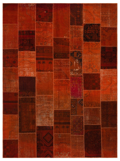 Iskece Orange Vintage Wool Handmade Area Rug 8'10" x 11'11"