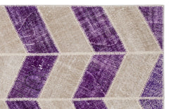 Iskece 2024 Purple Patchwork Wool Handmade Area Rug 5'3" x 7'7"