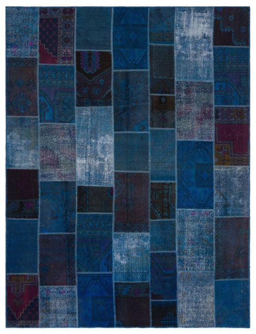 Iskece Blue Vintage Wool Handmade Area Rug 8'10" x 11'11"