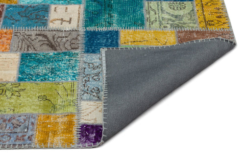 Iskece Beige Patchwork Wool Handmade Area Rug 7'11" x 9'9"