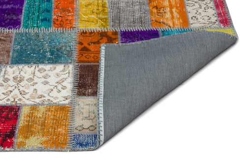 Iskece Beige Patchwork Wool Handmade Area Rug 7'10" x 9'11"