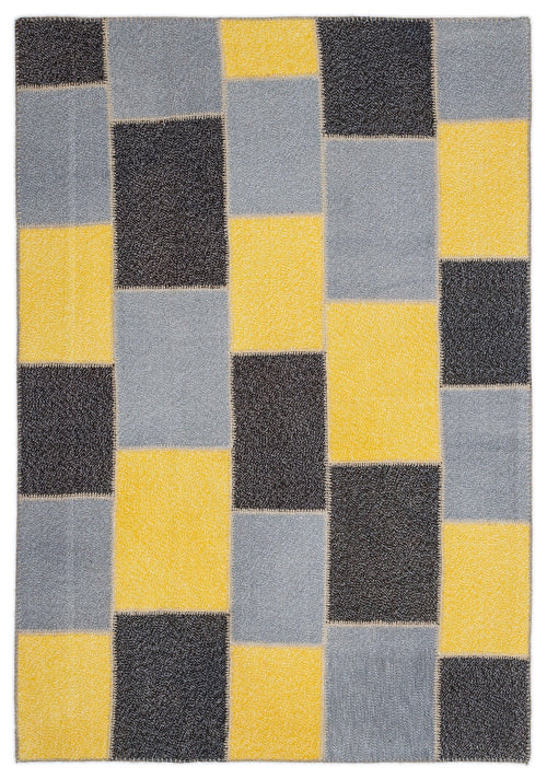 Iskece Grey Vintage Wool Handmade Area Rug 5'3" x 7'7"