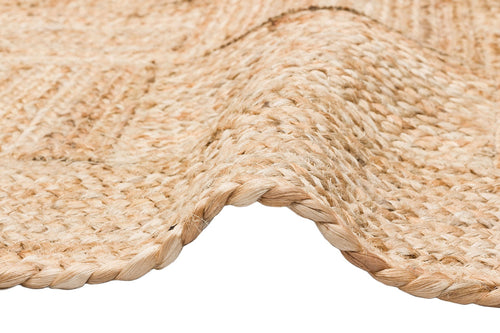 Handmade Jute Rug – Beige Geometric Natural Fiber Flatweave Carpet for Living Room