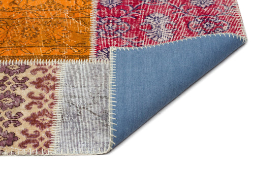 Iskece 20348 Beige Patchwork Wool Handmade Area Rug 8'1" x 10'1"