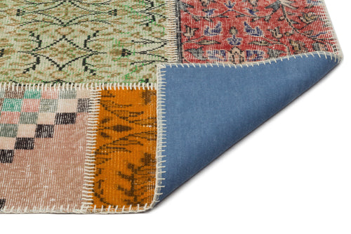 Iskece 20360 Beige Patchwork Wool Handmade Area Rug 8'1" x 10'1"