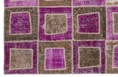 Iskece 2036 Purple Patchwork Wool Handmade Area Rug 5'3" x 7'7"