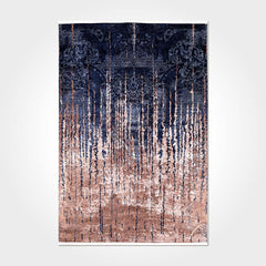 Navy Striped Area Rug – Washable Non Slip Chenille Cotton Rug for Hallway