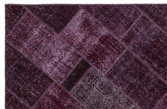 Iskece 2044 Purple Patchwork Wool Handmade Area Rug 5'3" x 7'7"