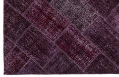 Iskece 2044 Purple Patchwork Wool Handmade Area Rug 5'3" x 7'7"