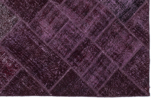 Iskece 2044 Purple Patchwork Wool Handmade Area Rug 5'3" x 7'7"