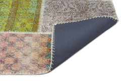 Iskece Beige Patchwork Wool Handmade Area Rug 6'8" x 9'11"