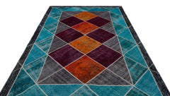 Iskece Beige Patchwork Wool Handmade Area Rug 6'4" x 10'2"