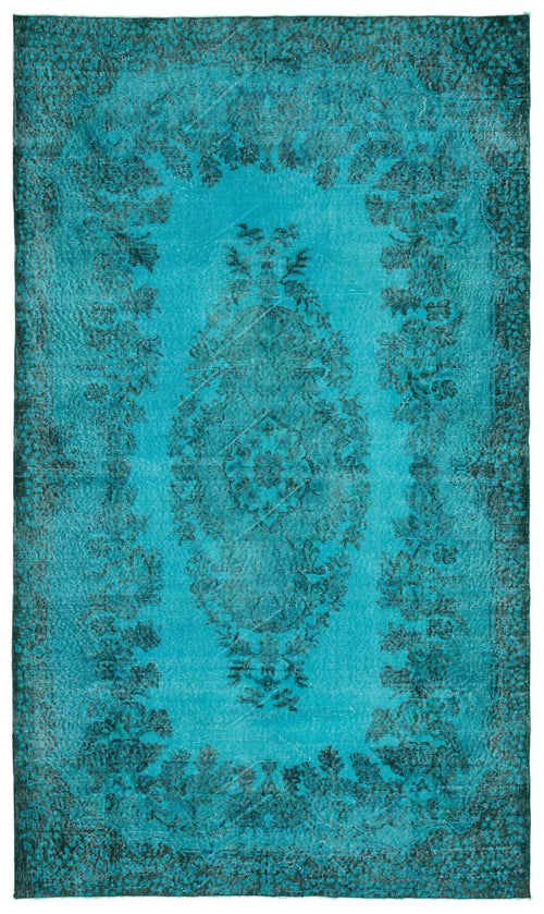 Atina Turquoise Vintage Wool Handmade Area Rug 5'7" x 9'6"