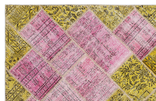 Iskece Yellow Vintage Wool Handmade Area Rug 5'3" x 7'7"