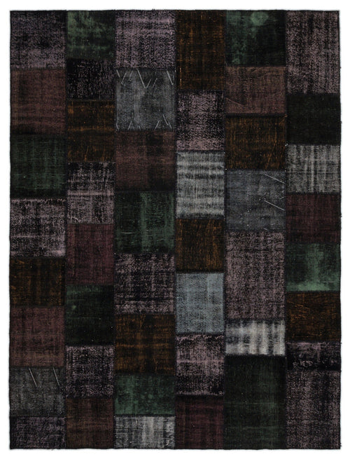 Iskece Black Vintage Wool Handmade Area Rug 9'1" x 12'0"