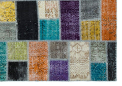 Iskece Beige Patchwork Wool Handmade Area Rug 5'0" x 8'11"